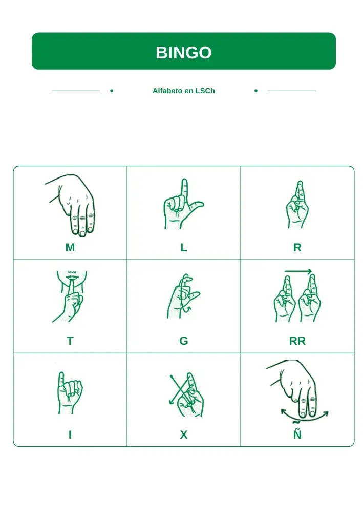 Bingo del Alfabeto LSCh — cartón 1